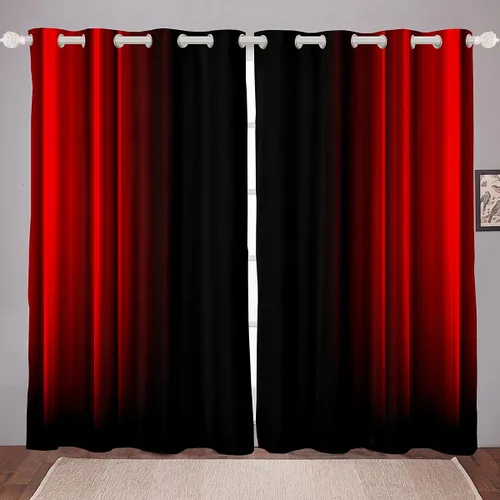 Vista 48 de Feelyou Cortinas abstractas degradadas para niños, adolescentes y mujeres, cortinas de ventana azules, moradas y negras, tratamientos geométricos