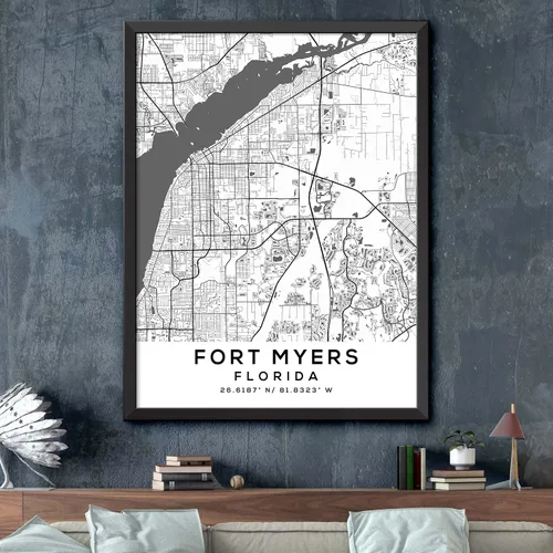 Vista 2 de Generic Mapa de Fort Myers, Florida, Light 2 (8x10) - Mapa de Pared Matte City en escala de grises