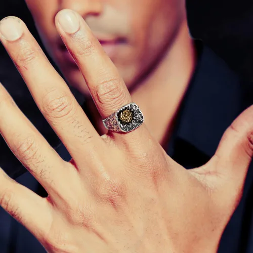 Vista 7 de Anillo Fenrir de cabeza de lobo nórdico para hombres y mujeres, anillo retro de plata de ley 925, anillo de runa rúnica vikinga, joyería de animal