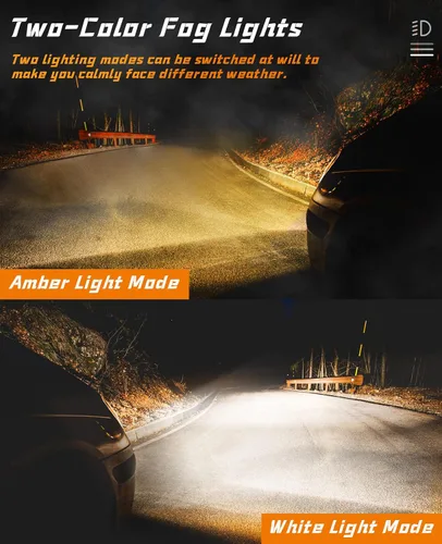 Vista 2 de Zmoon Luces antiniebla LED de conducción para motocicleta, 60 W, cápsulas LED blancas y ámbar, luces de proyector auxiliar de 1.3 pulgadas
