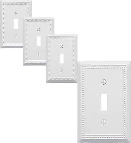 Vista 43 de OKAWYC Belaire - Cubierta para interruptor de luz de decoración individual, placa de pared de metal con cuentas, paquete de 4 unidades de bronce