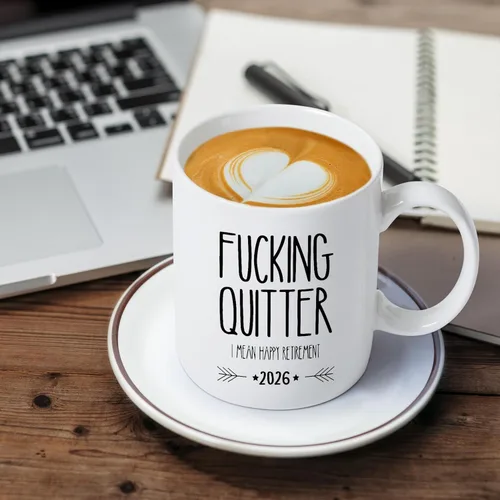 Vista 6 de Divertido regalo de jubilación para hombre, taza con frase “Quitter I Mean Happy Retirement”, regalo de jubilación para papá, taza de regalo