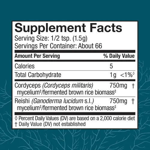 Vista 2 de Host Defense CordyChi Powder - Suplemento energético y de apoyo inmunológico - Suplemento Cordyceps y hongo Reishi para relajación y apoyo