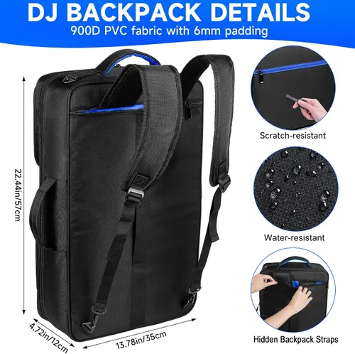 Vista 6 de Funda para controlador de DJ compatible con Pioneer DDJ-FLX4/DDJ-REV1 Negro&azul