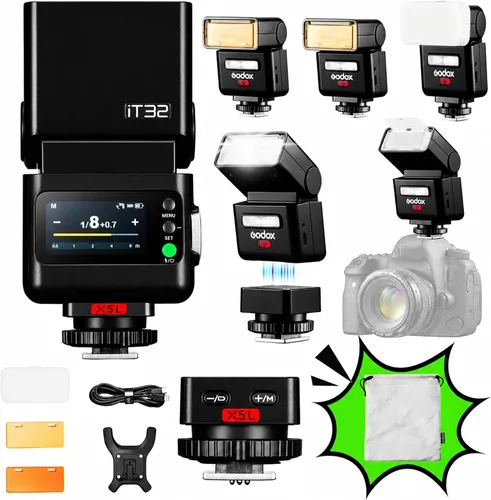 Vista 13 de GODOX Flash de cámara iT32 TTL con disparador X5C para Canon EOS R10, R7