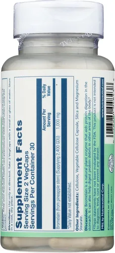 Vista 2 de SOLARAY Suplemento de bromelina, 1000 mg 60