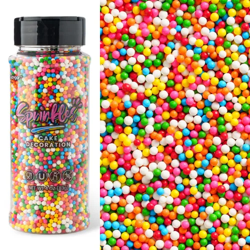 Vista 9 de Pastel Nonpareils Sprinkles, Sujoygar 4oz Edible Colored Cake Sprinkles Double-opening Design, 2mm Edible Dot Sprinkles for Cupcake Toppers Baking