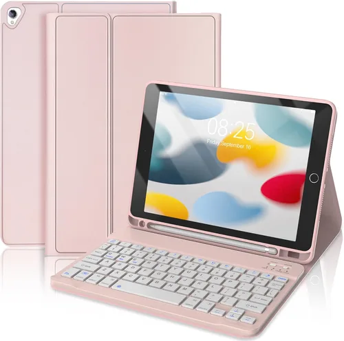 Vista 23 de Funda con teclado táctil para iPad de 9ª/8ª/7ª generación de 10.2 pulgadas, Pro 10.5, Air 3ª generación, funda inteligente con soporte para lápices