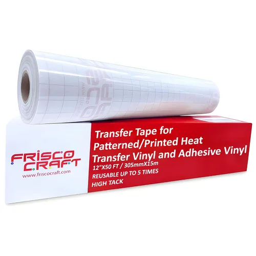 Vista 9 de Frisco Craft Hojas de cinta de transferencia de calor reutilizables para HTV/vinilo, papel de transferencia transparente de adherencia media