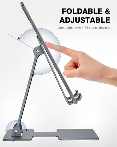 Vista 11 de Anozer Soporte para tableta, soporte ajustable para tablet plegable para 1-gris