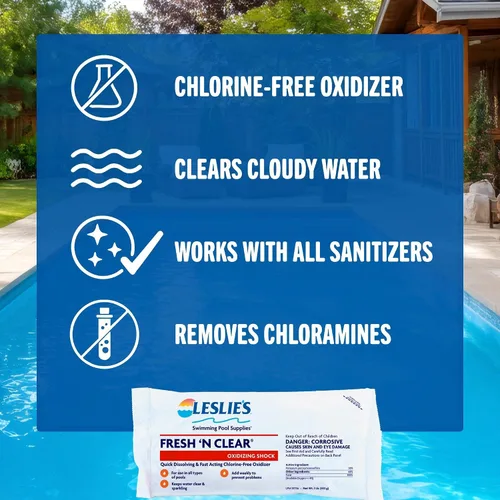 Vista 2 de Leslie's Fresh 'N Clear - Choque oxidante sin cloro para piscinas y spas, elimina rápidamente los productos orgánicos no vivos, proporciona agua