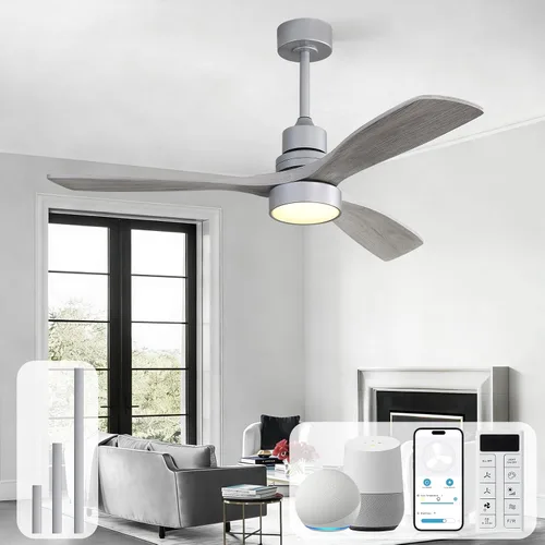 Vista 16 de Sofucor Ventilador de techo de 52 pulgadas con control remoto de luces, 3 postes para ventilador de techo interior y exterior con control remoto