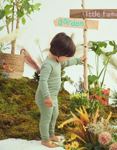 Vista 3 de moimoln Pijama de algodón suave y liso de manga larga para bebés y niños, 6 meses a 5 años