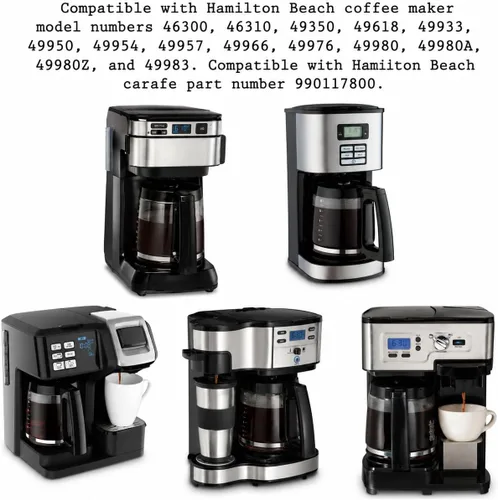 Vista 4 de Univen Cafetera de 12 tazas compatible con Hamilton Beach 46300 46310 49933 49350 49618 49950 49954 49957 49966 49976 49980 49980A 49980Z 9983