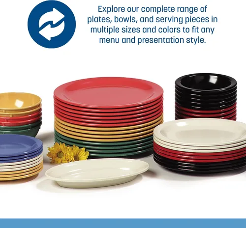 Vista 5 de Carlisle FoodService Products - Tazón reutilizable de plástico Kingline, tazón de frutas con borde para hogar y restaurante, de melamina, 4.75 Rojo