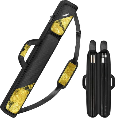Vista 16 de Estuche para taco de billar, estuche para palos de billar 2x2 con capacidad para 2 palos con 2 bolsillos con cremallera para accesorios, bolsa