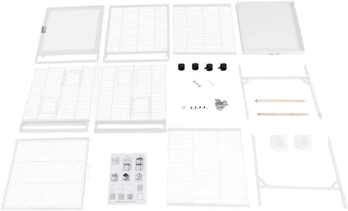 Vista 9 de 38in Rolling Bird Cages with Wheels and Pull-Out Tray(White)