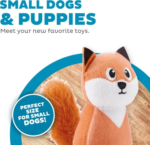 Vista 5 de Outward Hound Squeakin' Fox Hide A Puzzle Juguetes de Peluche de Repuesto para Perros - Paquete de 3 Zorro