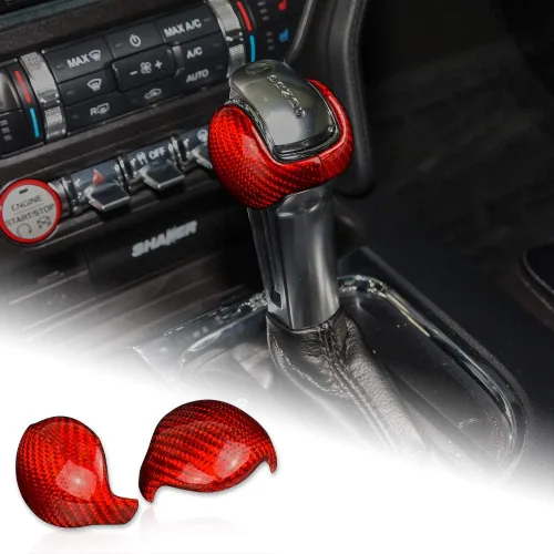 Vista 10 de AIRSPEED Para Mustang - Cubierta de la perilla de la palanca de cambios de fibra de carbono, accesorios interiores, calcomanía para Ford Mustang