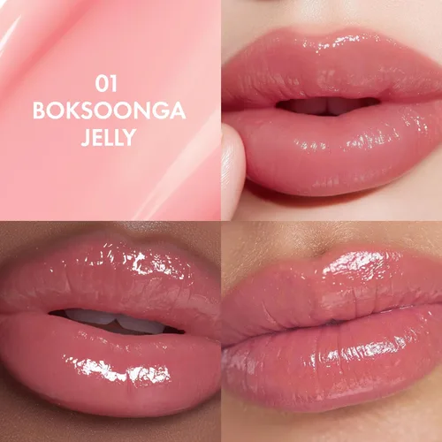 Vista 2 de Amuse Seoul Jel-Fit Tint (01 Boksoonga Jelly) Tinte labial coreano de gelatina, tinte labial de larga duración, hidratante y brillante, ácido