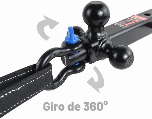 Vista 5 de Enganche de remolque de tres bolas con grillete de remolque giratorio, se adapta a receptor de enganche de 2 pulgadas, pasador de bloqueo