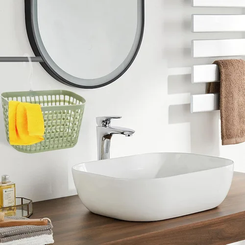 Vista 7 de Cesta colgada de pared, cesta de malla montada en la pared, cesta de frutas colgada de material PP con gancho de rotación de 360 grados, cesta