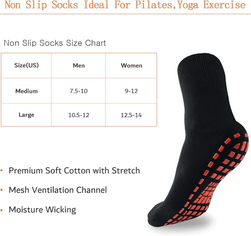 Vista 7 de NOVAYARD 5 pares de calcetines antideslizantes para hospital, diabéticos, yoga, pilates, barre hombres y mujeres