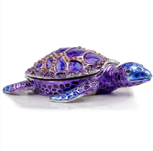 Vista 7 de Caja de joyería decorativa con bisagras en forma de tortuga marina, con figura de estrella de mar