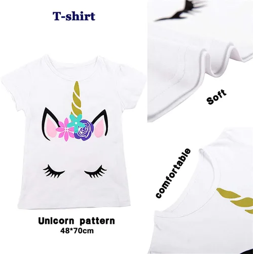 Vista 3 de YULUOSHA Falda tutú de unicornio con capa arcoíris para niñas, diadema e insignia de unicornio para fiesta de cumpleaños, Arco iris