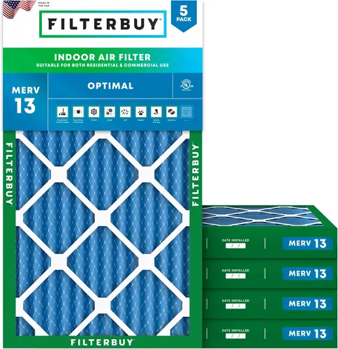 Vista 12 de Filterbuy Filtro de aire de 8 x 14 x 1 pulgadas MERV 13 de defensa óptima (paquete de 5), filtros de aire de repuesto plisados HVAC para calderas