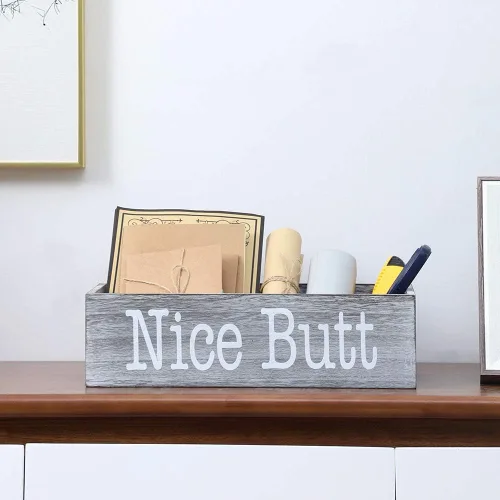 Vista 7 de HOSROOME Nice Butt - Caja decorativa de papel higiénico para baño, dector, granja, contenedor de almacenamiento de madera rústica, divertida caja
