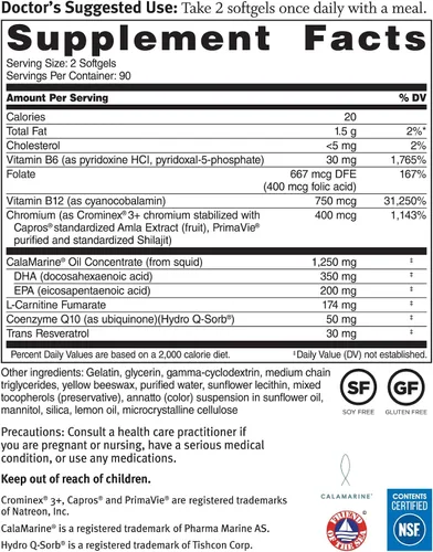 Vista 2 de Dr. Sinatra Omega Q Plus Resveratrol - Suplemento Omega-3 con CoQ10 y Resveratrol - Promueve la salud integral del corazón y todo el cuerpo