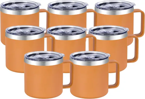 Vista 17 de VEGOND Taza de café aislada de 14 onzas con asa, taza de café de viaje de acero inoxidable con tapa, taza de café de metal al vacío de doble pared