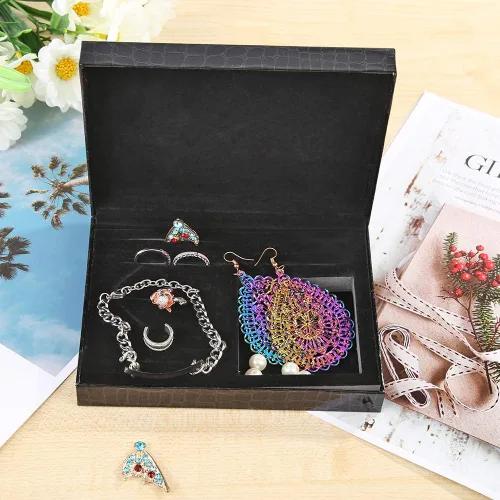 Vista 4 de DIY 5D Colorido Mariposa Diamante Pintura Joyero Kits para Adultos, Forma Especial Cristal Rhinestone Diamante Arte Joyero Organizador de Cuero PU