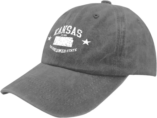 Vista 2 de Paunook Gorra de béisbol Kansas The Sunflower State, sombrero de viaje, pigmento negro, para correr, regalos para hombres, gorra genial