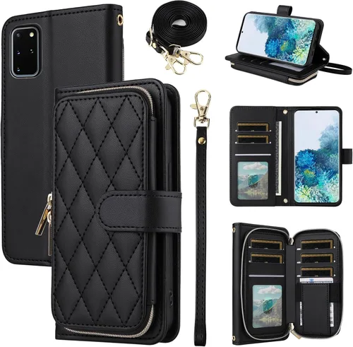 Vista 43 de Funda de Cartera para Samsung Galaxy S20 FE 5G de 6.5 Pulgadas con Correa para Muñeca, Billetera con Cremallera y más de 9 Ranuras para Tarjetas