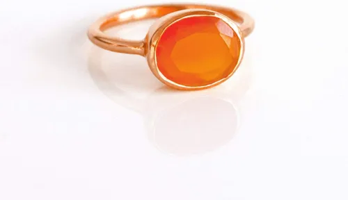 Vista 118 de Oval Birthstone Ring Bezel Set in Vermeil Gold, Sterling Silver, or Rose Gold, Stacking Birthstone Ring [rOMB]