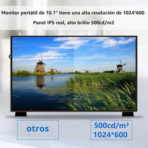 Vista 9 de GeeekPi Pantalla LCD de 10.1 pulgadas para Raspberry Pi, pantalla LCD IPS de 1024 x 600, monitor portátil HDMI para Raspberry Pi 5/Pi