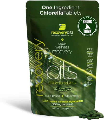 Vista 10 de RECOVERYbits - Tabletas orgánicas de Chlorella - Superalimento de algas a base de plantas - Clorofila - Pared celular agrietada - Energía - Sistema