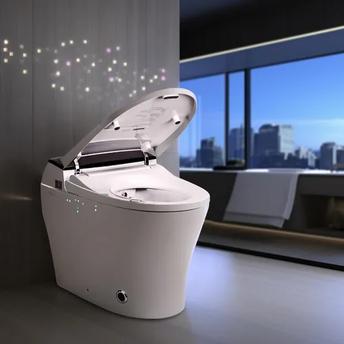 Vista 11 de EUROTO Inodoro de bidé inteligente, 1.28 GPF doble descarga, apertura y cierre automático, descarga automática, sensor de pie, asiento