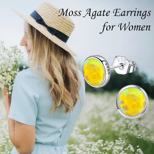 Vista 6 de LarimarAquamarineLapis LazuliMoss AgateAmethystTurquoiseOnyxTiger EyeMoonstoneLabradoriteRose Quartz Earrings Stud Sterling Silver Natural