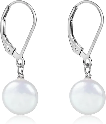 Vista 11 de LILY LUSTRE - Aretes colgantes de plata de ley 925 chapados en oro de 14 quilates, seleccionados a mano, calidad AAAA, color blanco natural