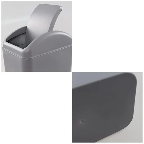Vista 4 de Cubo de basura de plástico gris de 3.5 galones, 2 unidades Bote de basura delgado para garaje