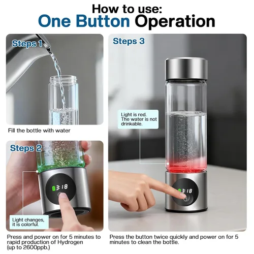 Vista 7 de Generador de botellas de agua de hidrógeno, agua de hidrógeno portátil recargable aquahealth, máquina ionizadora de agua de hidrógeno