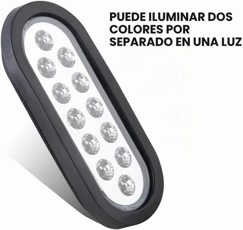 Vista 2 de Partswcgg 4 Piezas Luces Traseras Ovaladas Rojas de Parada/Giro de 6" a Luces de Reversa Blancas 12 LED, Luces Traseras Duales Redondas
