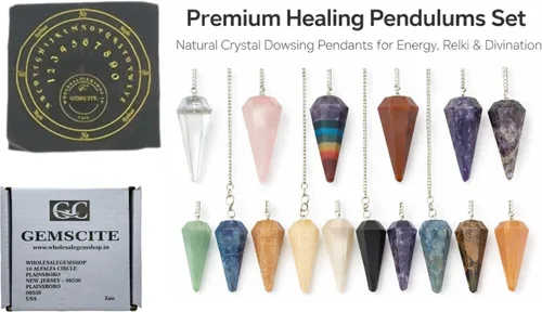 Vista 2 de WholesaleGemShop Péndulo facetado de cristal de piedras preciosas naturales