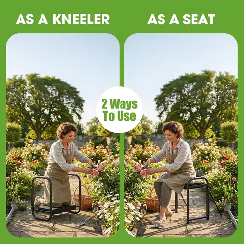 Vista 5 de seasky Rodillero y asiento plegable para jardín, banco de jardinería antivuelco, almohadilla gruesa y suave, taburete de jardinería resistente
