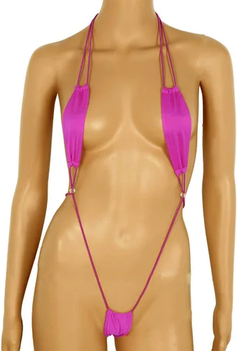 Vista 4 de FEESHOW Women Sexy Weeny Sling Shot Micro Mini Bikini Thong One-Piece Teddy