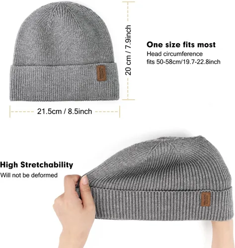 Vista 3 de Wmcaps Gorro de invierno para hombres y mujeres, gorro de punto suave y cálido con forro polar