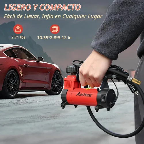 Vista 3 de AVID POWER Inflador de neumáticos de 12 V CC, compresor de aire portátil, bomba de aire compacta con motor de cobre, bomba de neumáticos de 12 V